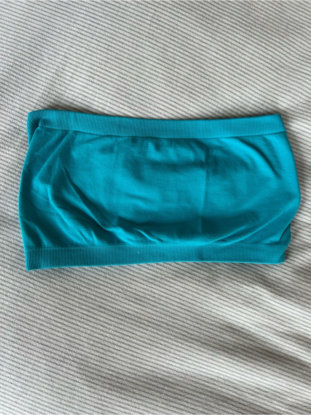 Teal Turquoise Seamless Strapless Crop Tube Top Bandeau